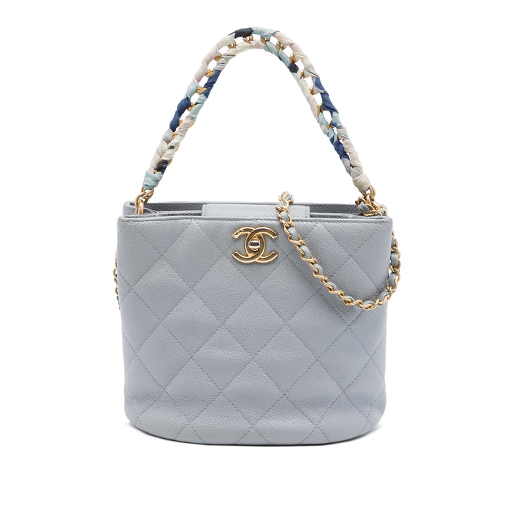 Chanel CC Matelassé Chaîne Foulard Poignée Sac seau Cuir caviar