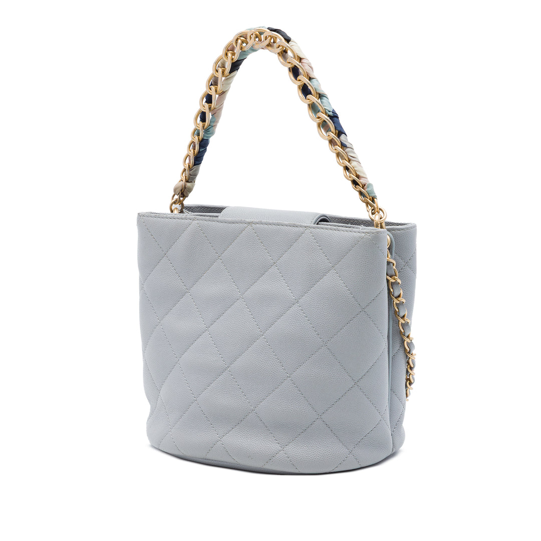 Chanel CC Matelassé Chaîne Foulard Poignée Sac seau Cuir caviar