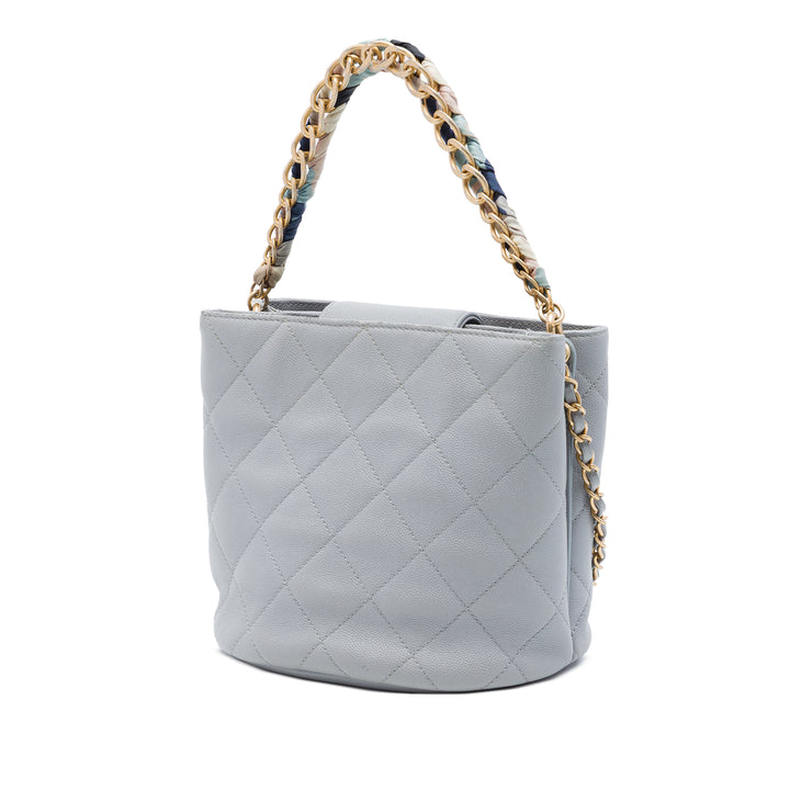 Chanel CC Matelassé Chaîne Foulard Poignée Sac seau Cuir caviar