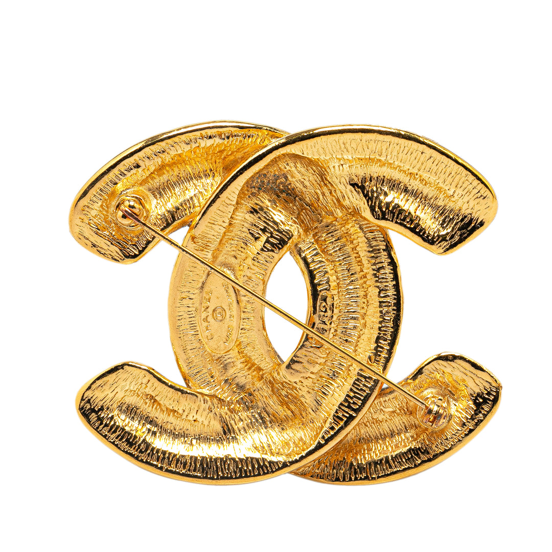 Gold Plated CC Quilted Brooch Gold - Gaby Paris