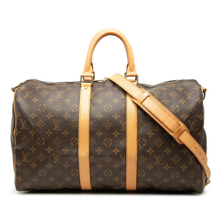 Louis Vuitton Sac de voyage Keepall Bandouliere 45 Monogram Marron – vue principale – GABY PARIS