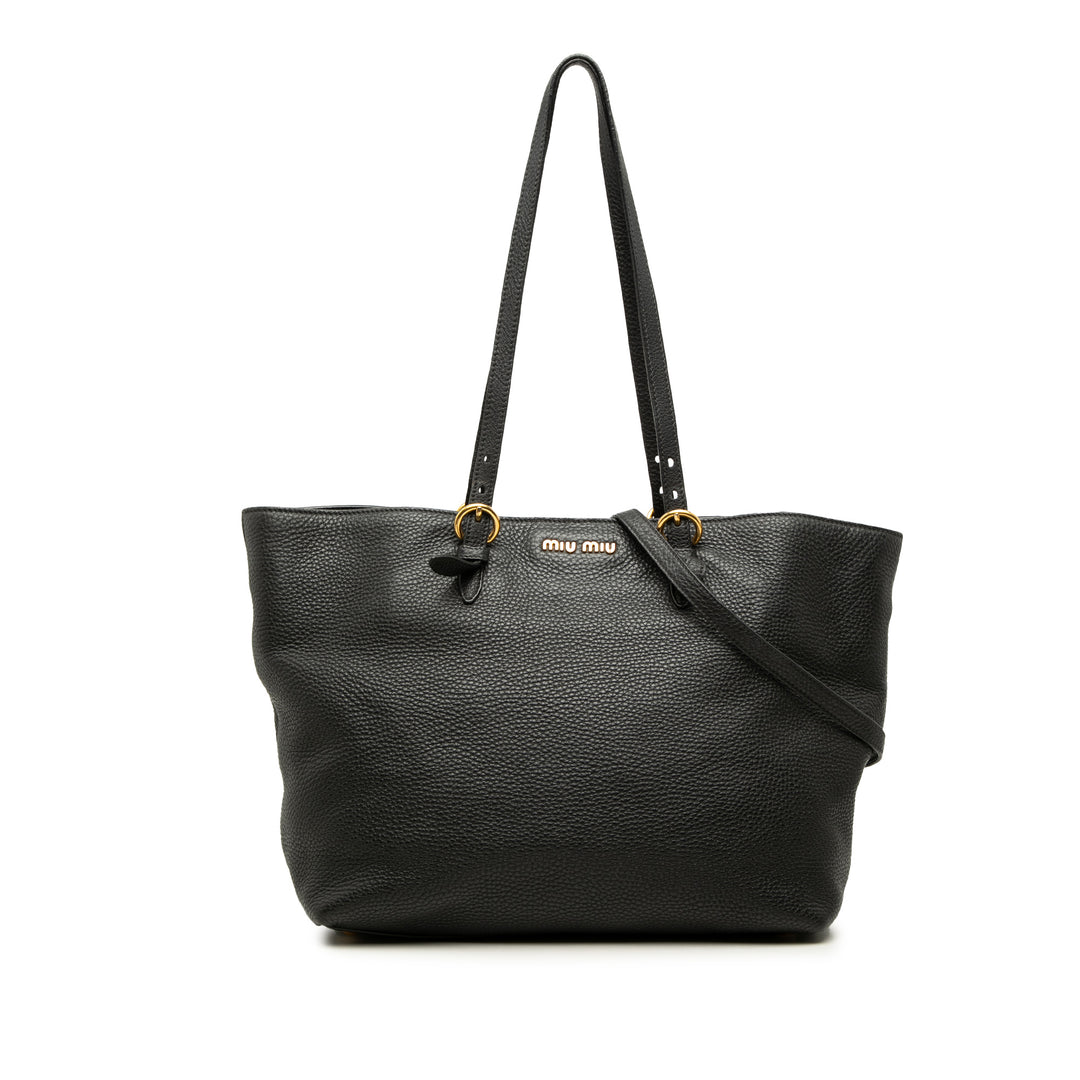 Miu Miu Cabas Vitello Daino Open Noir – vue principale – GABY PARIS