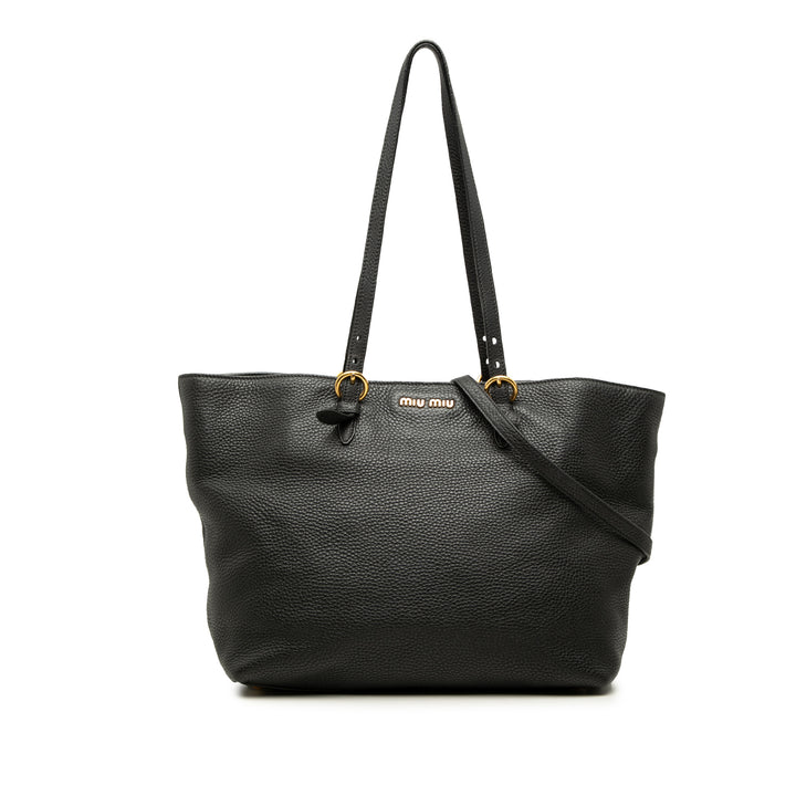 Miu Miu Cabas Vitello Daino Open Noir – vue principale – GABY PARIS