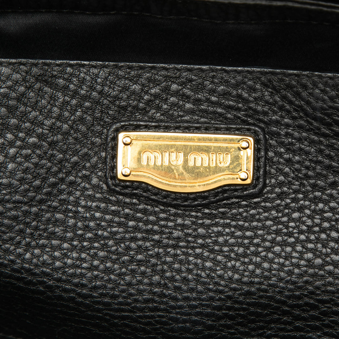 Miu Miu Cabas Vitello Daino Open Noir – vue 5 – GABY PARIS