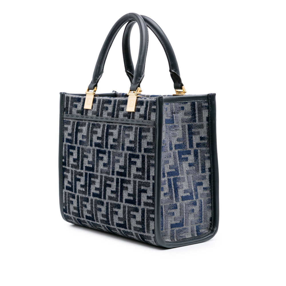 Small FF Embroidered Chenille Sunshine Shopper Tote Gray - Gaby Paris