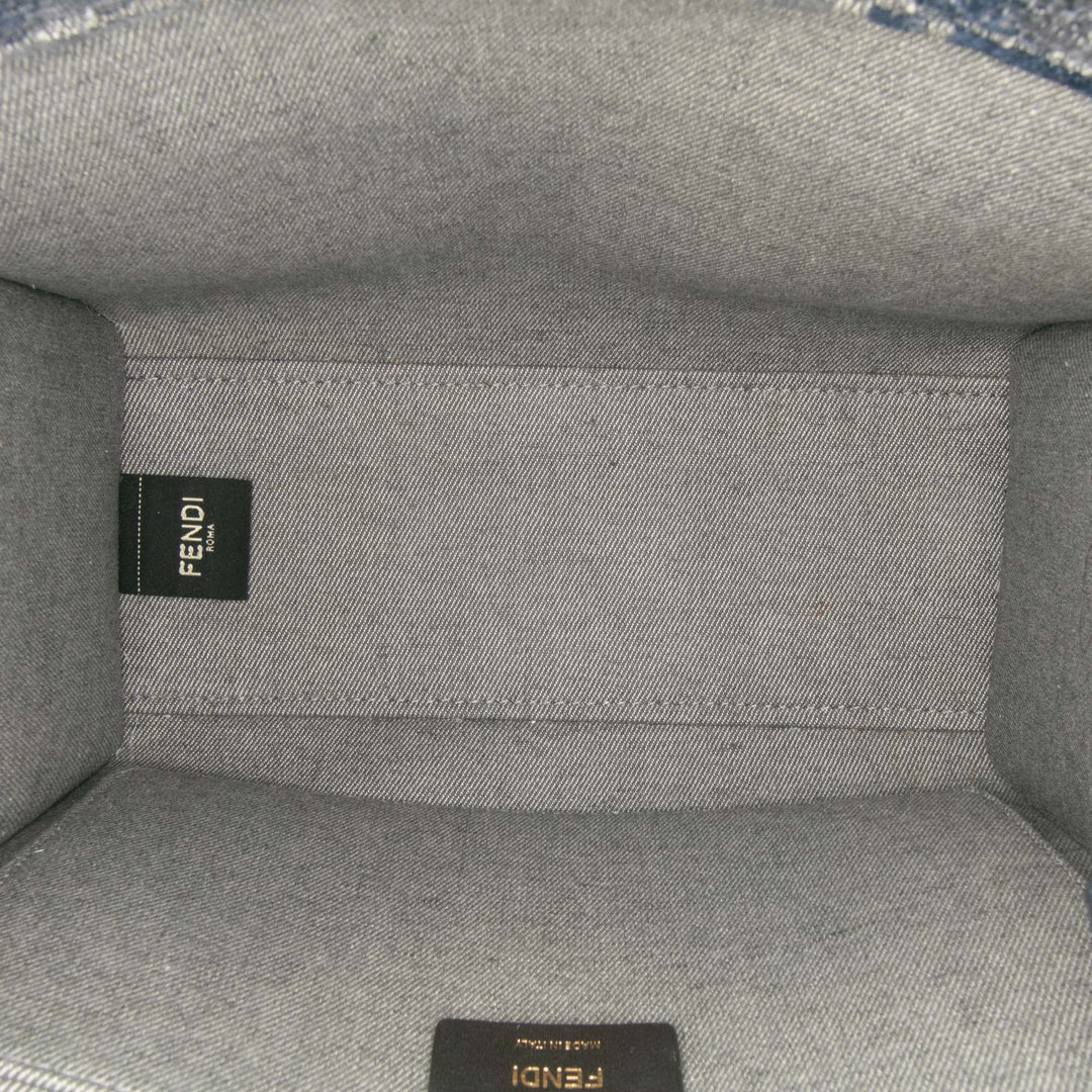 Small FF Embroidered Chenille Sunshine Shopper Tote Gray - Gaby Paris