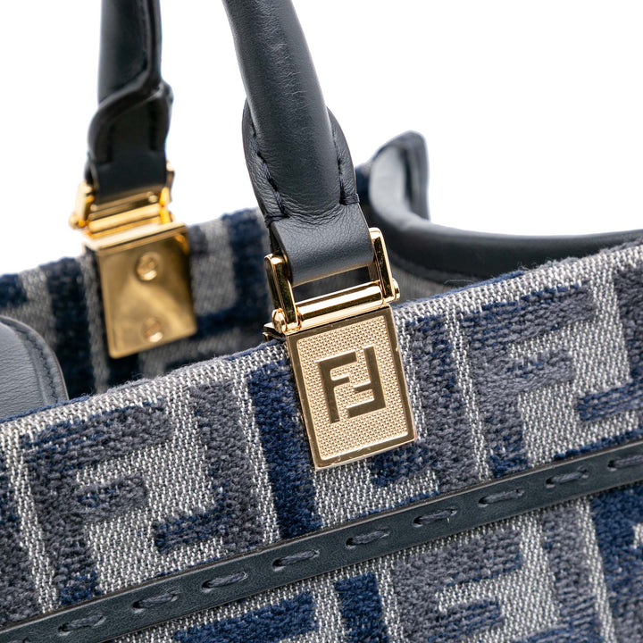 Small FF Embroidered Chenille Sunshine Shopper Tote Gray - Gaby Paris
