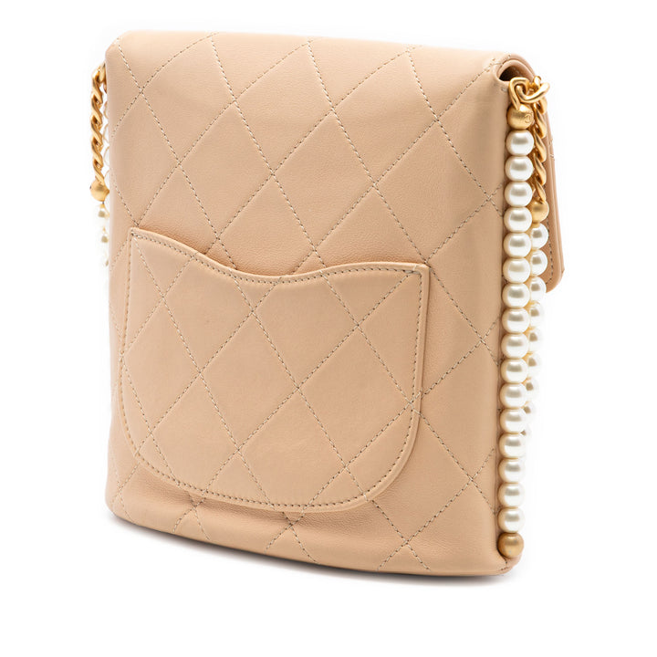 Chanel Small Matelassé Cuir de veau About Perles Hobo