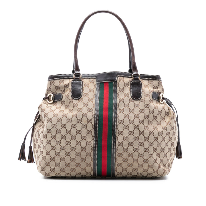 Gucci GG Toile Web Pompon Cabas