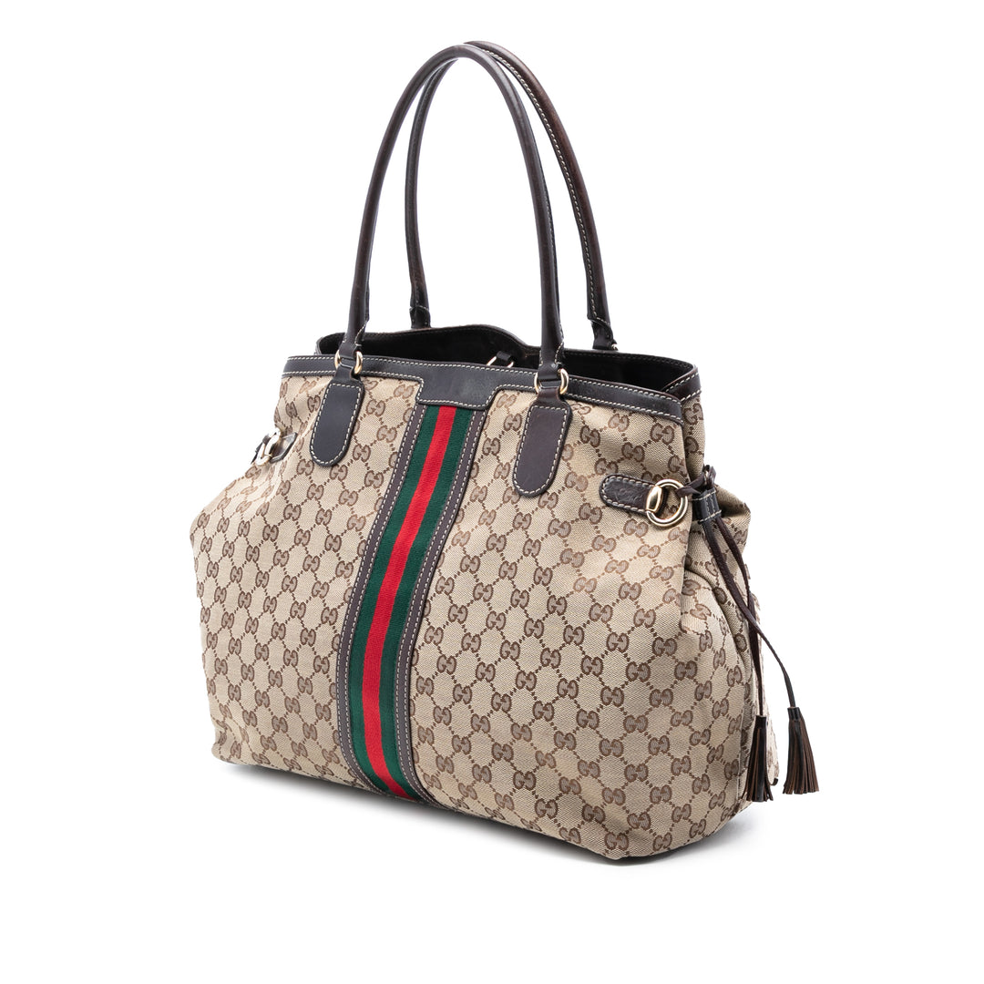 Gucci GG Toile Web Pompon Cabas