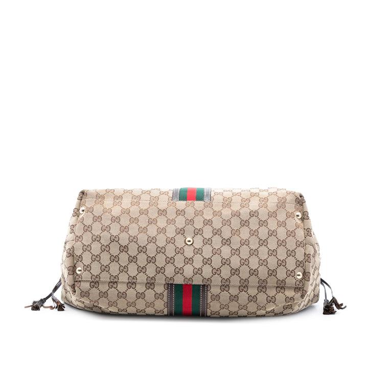 Gucci GG Toile Web Pompon Cabas