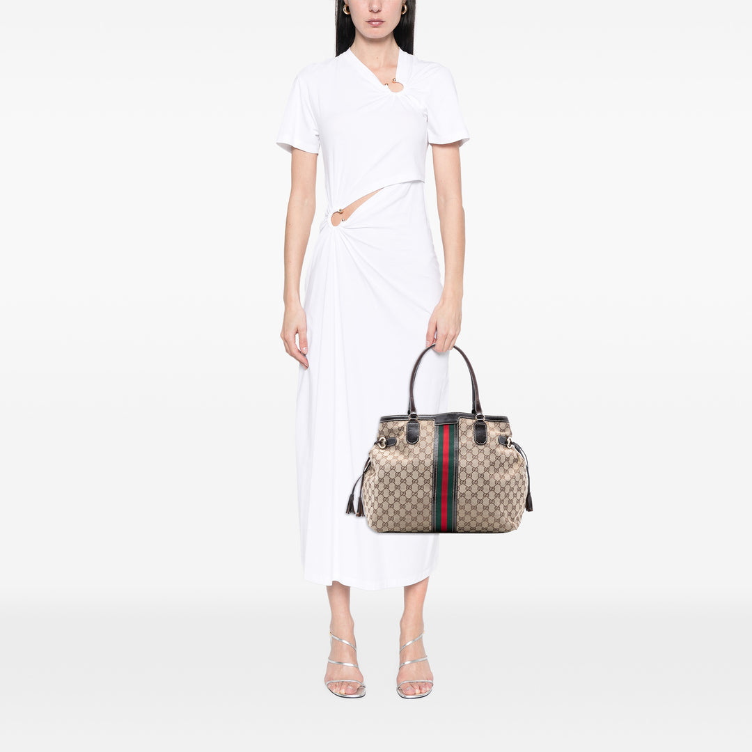 Gucci GG Toile Web Pompon Cabas