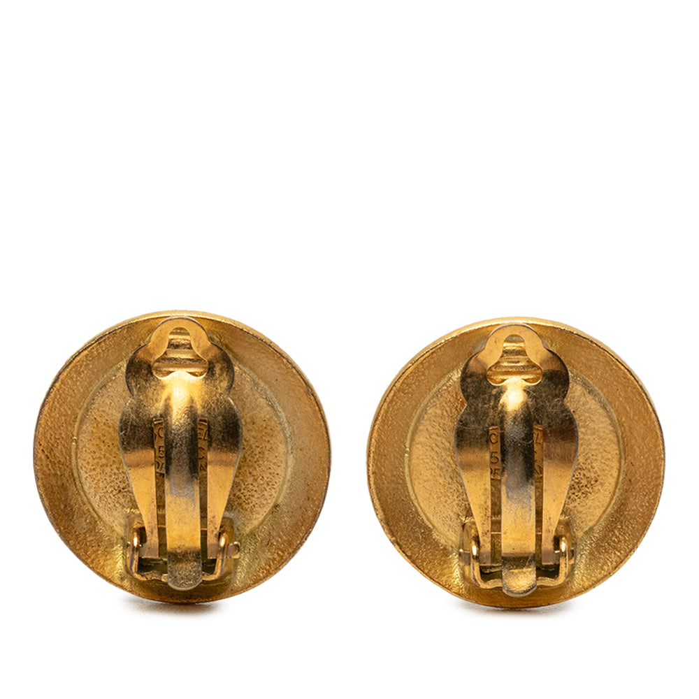 Chanel CC plaqué Émail Bouton À clip Boucles d'oreilles Noir – vue 2 – GABY PARIS