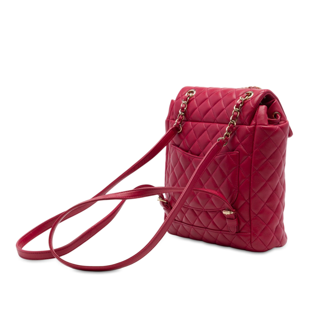 Chanel Matelassé Urban Spirit Sac à dos Mini Cuir d'agneau Rouge – vue 2 – GABY PARIS