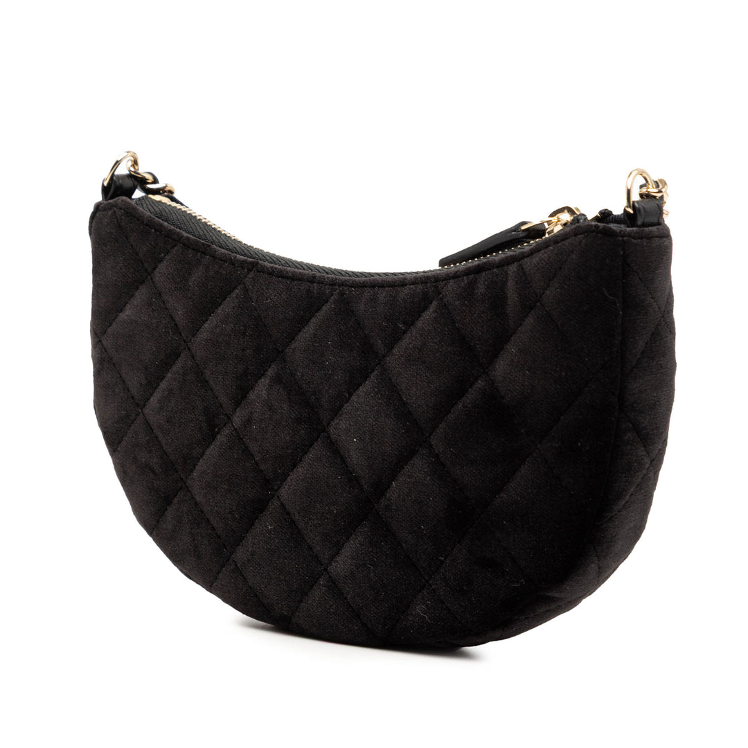 Chanel CC Matelassé Velour Half Moon Chain Sac porté croisé