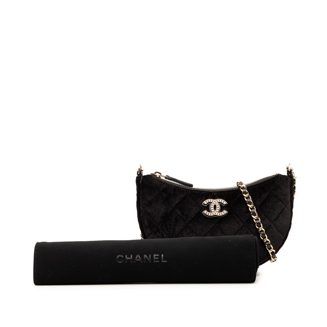 Chanel CC Matelassé Velour Half Moon Chain Sac porté croisé