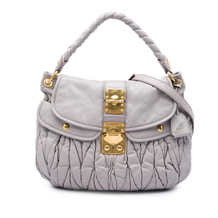 Miu Miu Sac à main Matelasse Coffer nappa Gris – vue principale – GABY PARIS