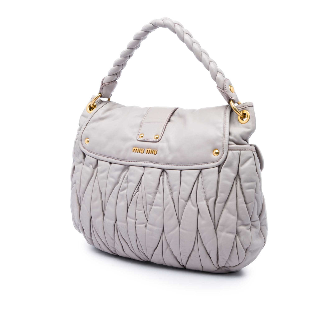 Miu Miu Sac à main Matelasse Coffer nappa Gris – vue 2 – GABY PARIS