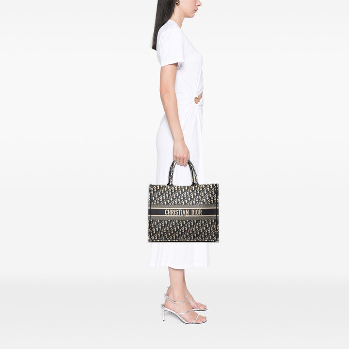 Dior Large Oblique brodé Toile Book Cabas