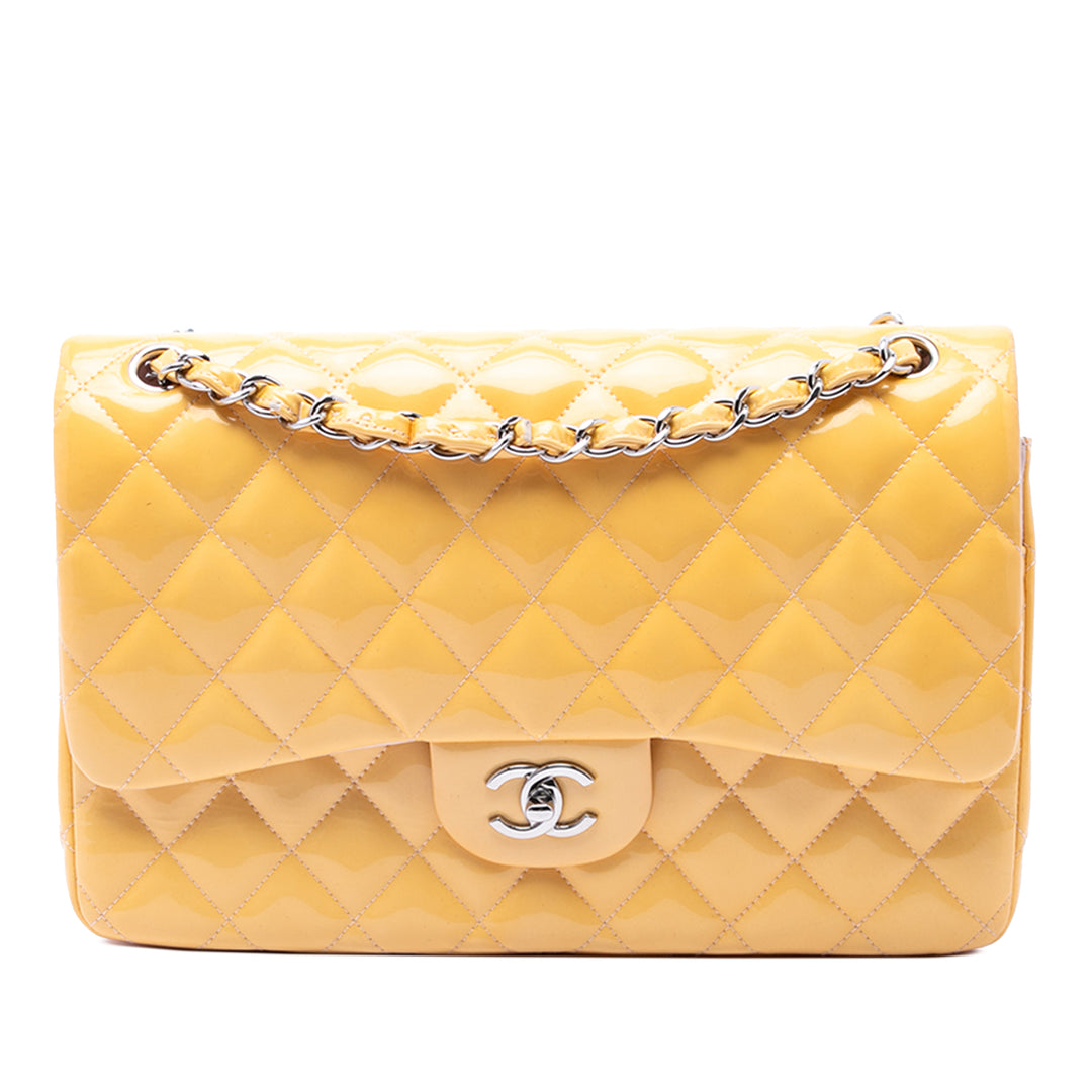Chanel Jumbo Classic Cuir verni Double rabat