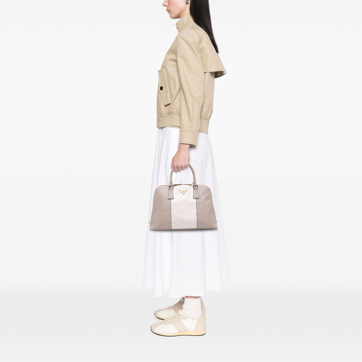 Prada Sac à main Bicolore Lux Promenade Saffiano Moyen Gris – vue 11 – GABY PARIS