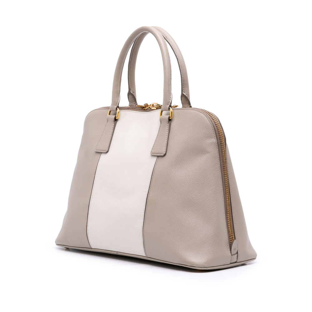 Prada Sac à main Bicolore Lux Promenade Saffiano Moyen Gris – vue 2 – GABY PARIS