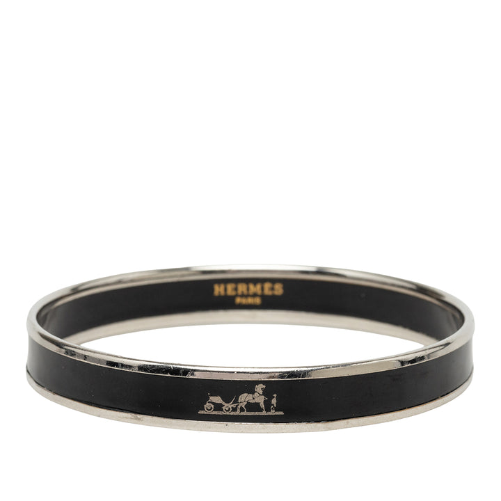 Hermès Narrow Caleche Émail Bangle 65 Other Noir