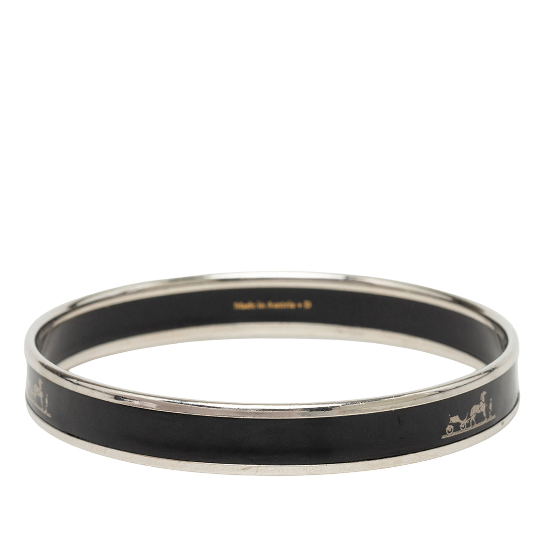 Hermès Narrow Caleche Émail Bangle 65 Other Noir