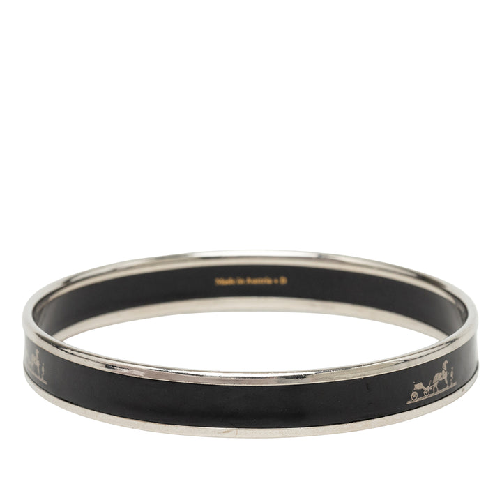 Hermès Narrow Caleche Émail Bangle 65 Other Noir