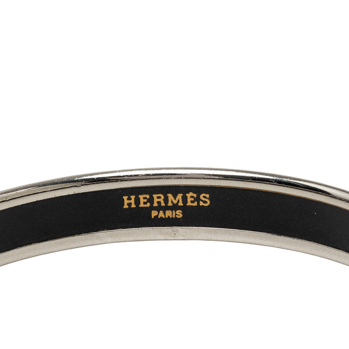 Hermès Narrow Caleche Émail Bangle 65 Other Noir