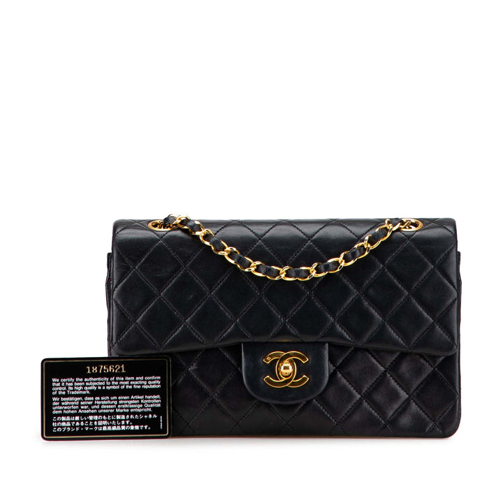 Small Classic Lambskin Double Flap Black - Gaby Paris