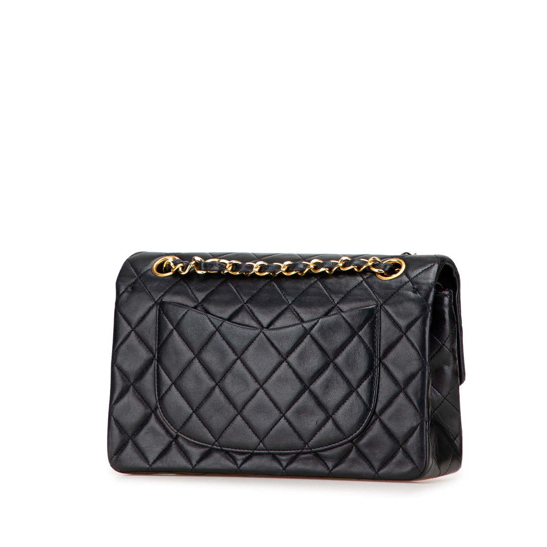 Small Classic Lambskin Double Flap Black - Gaby Paris