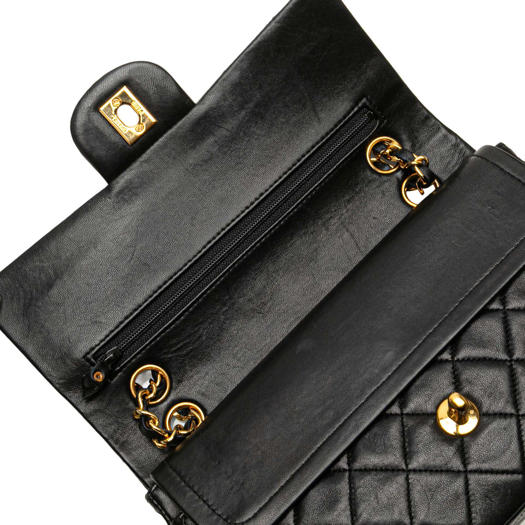 Small Classic Lambskin Double Flap Black - Gaby Paris