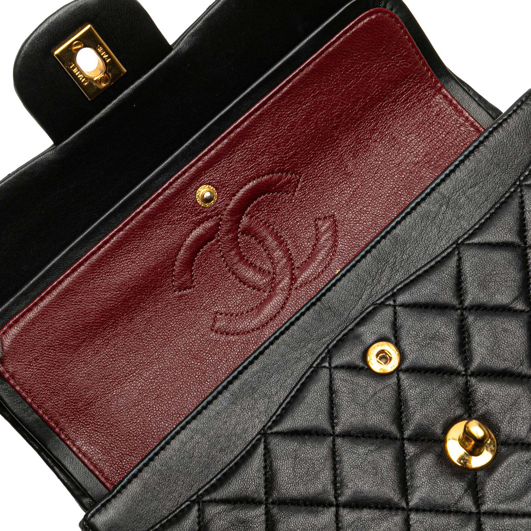 Small Classic Lambskin Double Flap Black - Gaby Paris