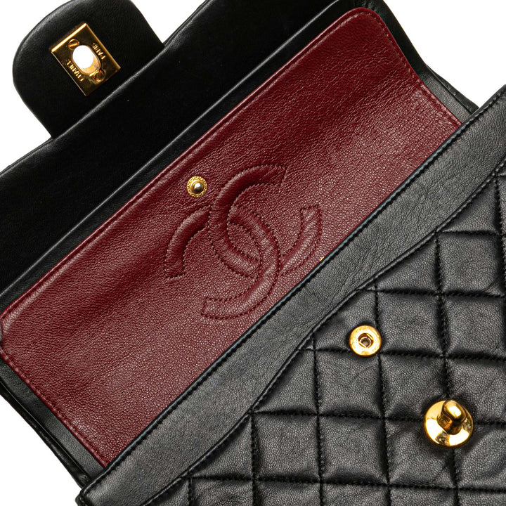Small Classic Lambskin Double Flap Black - Gaby Paris