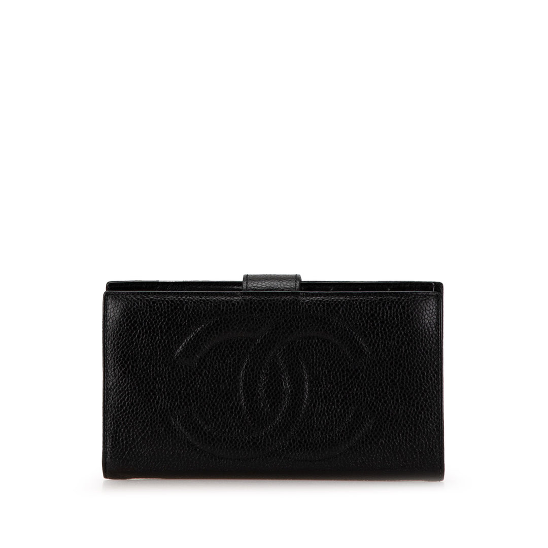 CC Caviar Long Wallet Black - Gaby Paris