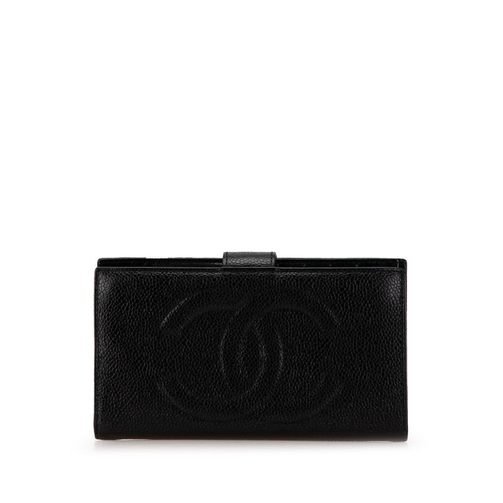 CC Caviar Long Wallet Black - Gaby Paris