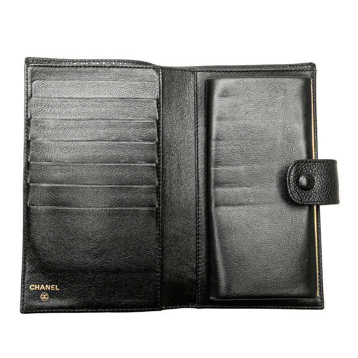 CC Caviar Long Wallet Black - Gaby Paris