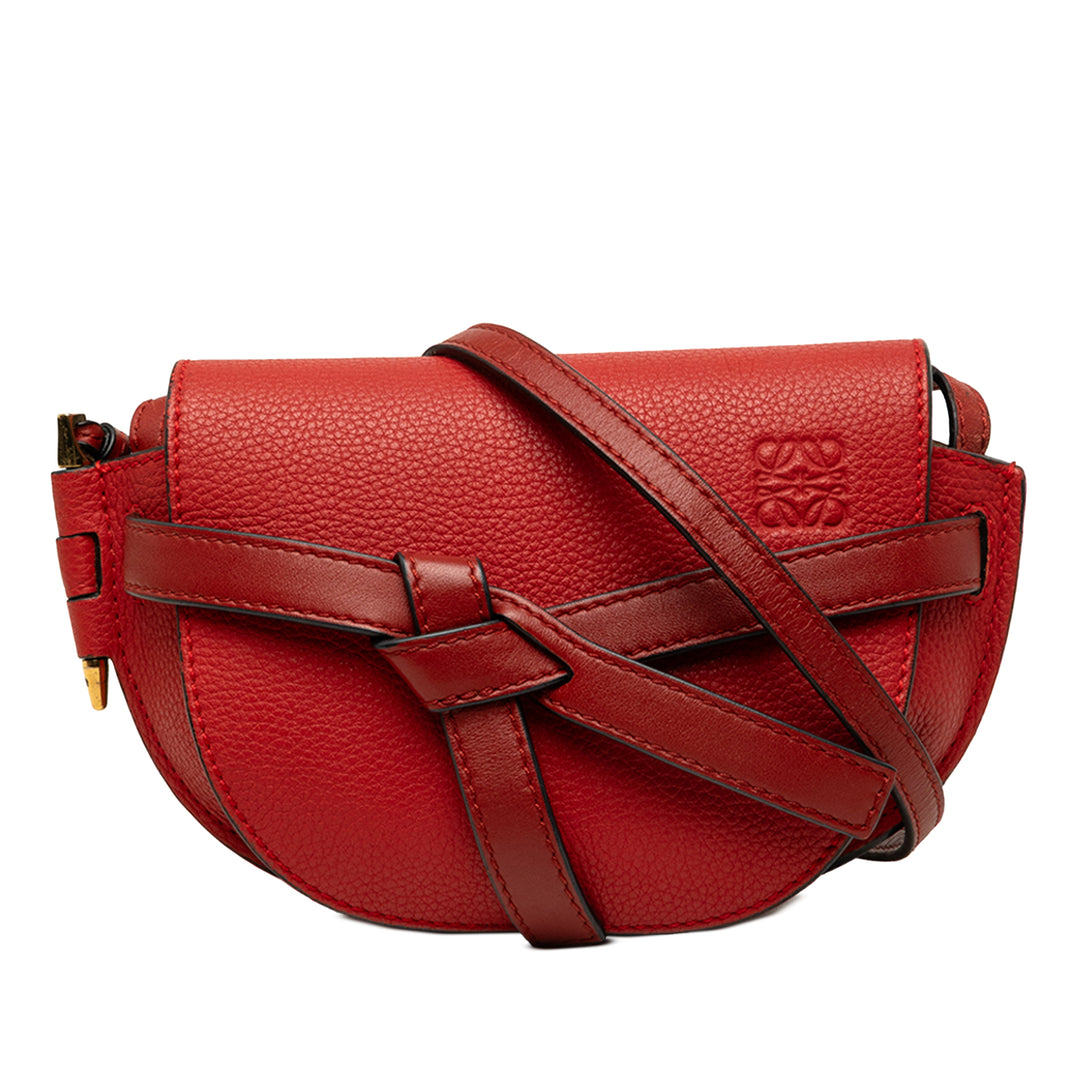 LOEWE Sac bandoulière Bicolore grainé Gate Mini Cuir de veau grainé Rouge – vue principale – GABY PARIS