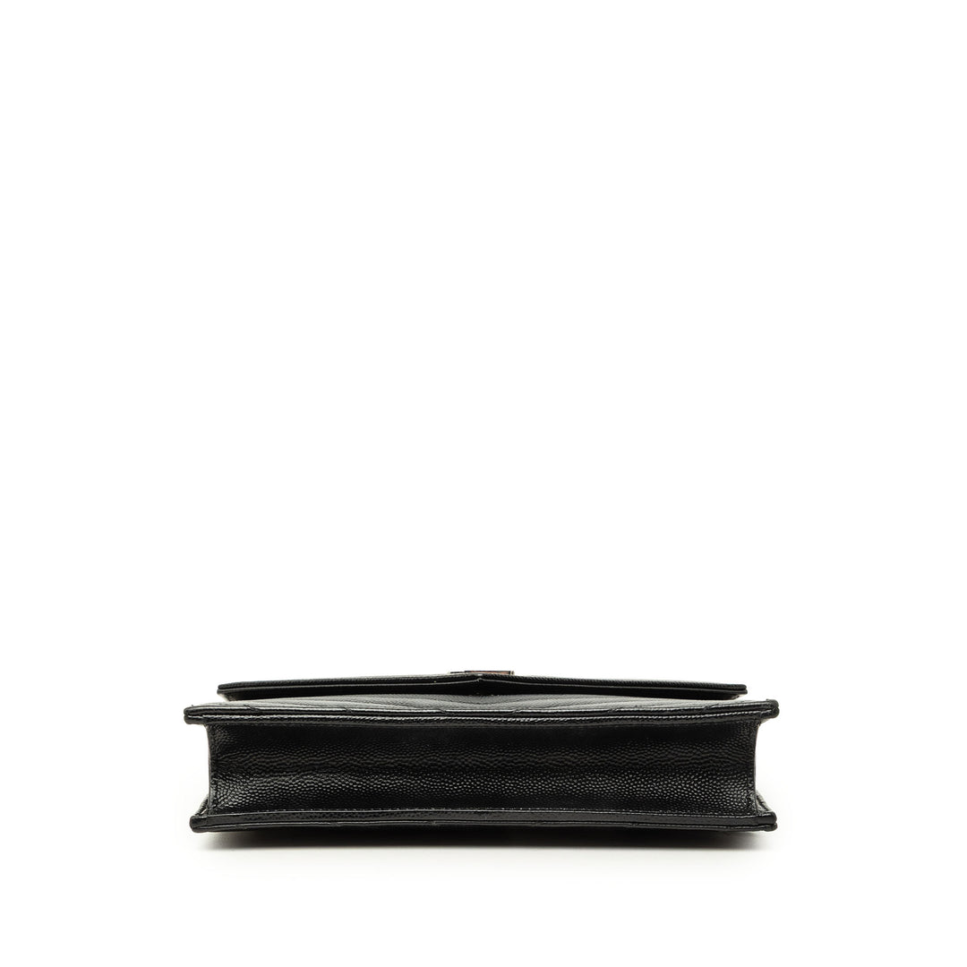 Saint Laurent Grain De Poudre Cassandre Enveloppe Chaîne Portefeuille Noir