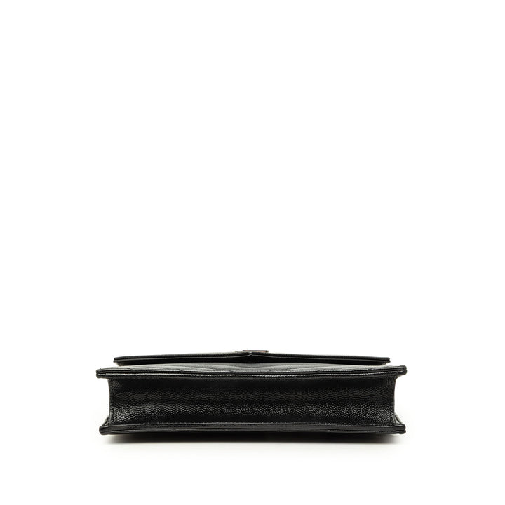 Saint Laurent Grain De Poudre Cassandre Enveloppe Chaîne Portefeuille Noir