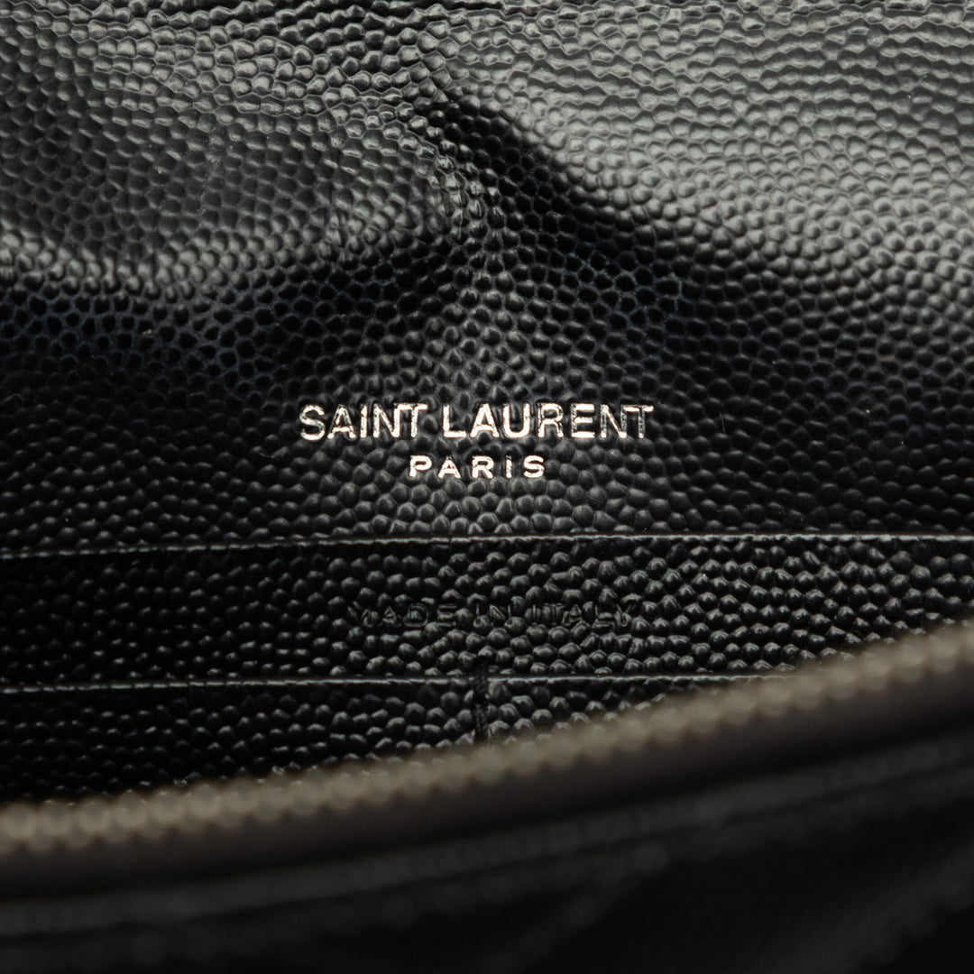 Saint Laurent Grain De Poudre Cassandre Enveloppe Chaîne Portefeuille Noir