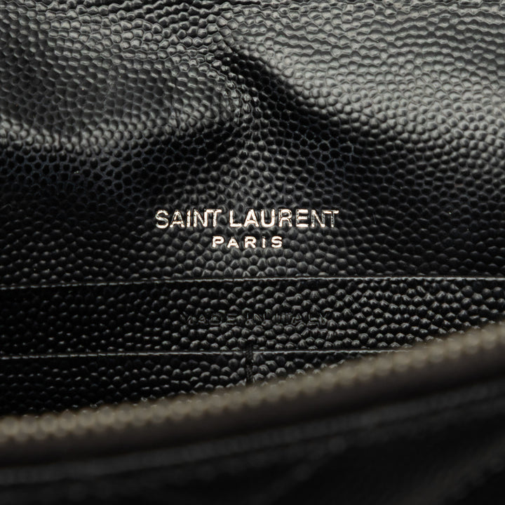 Saint Laurent Grain De Poudre Cassandre Enveloppe Chaîne Portefeuille Noir