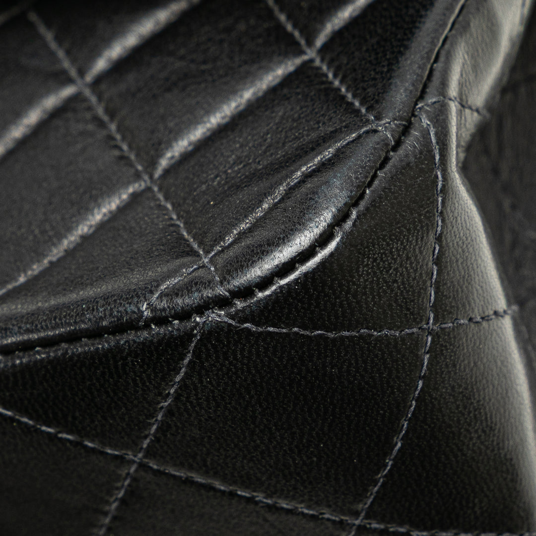 Medium Classic Lambskin Double Flap Black - Gaby Paris