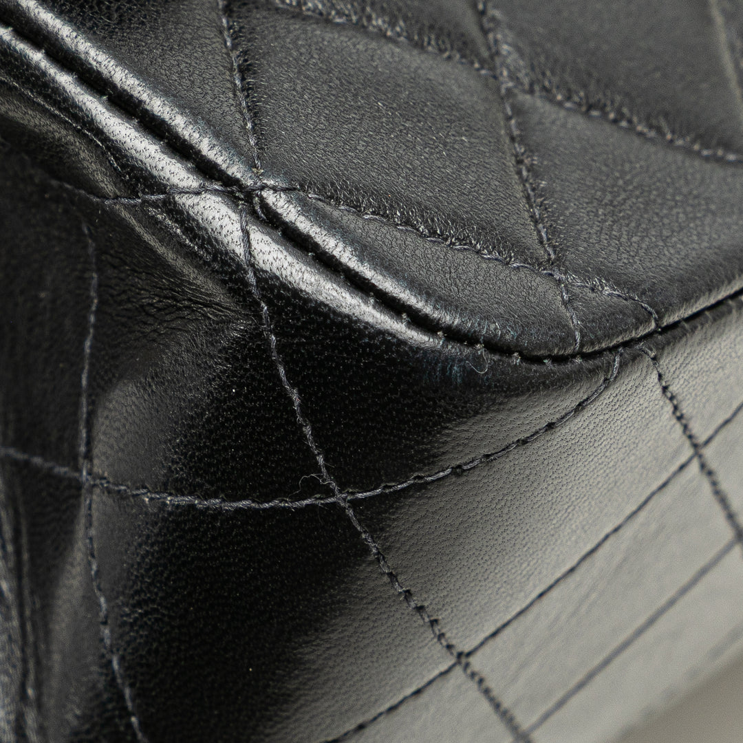 Medium Classic Lambskin Double Flap Black - Gaby Paris