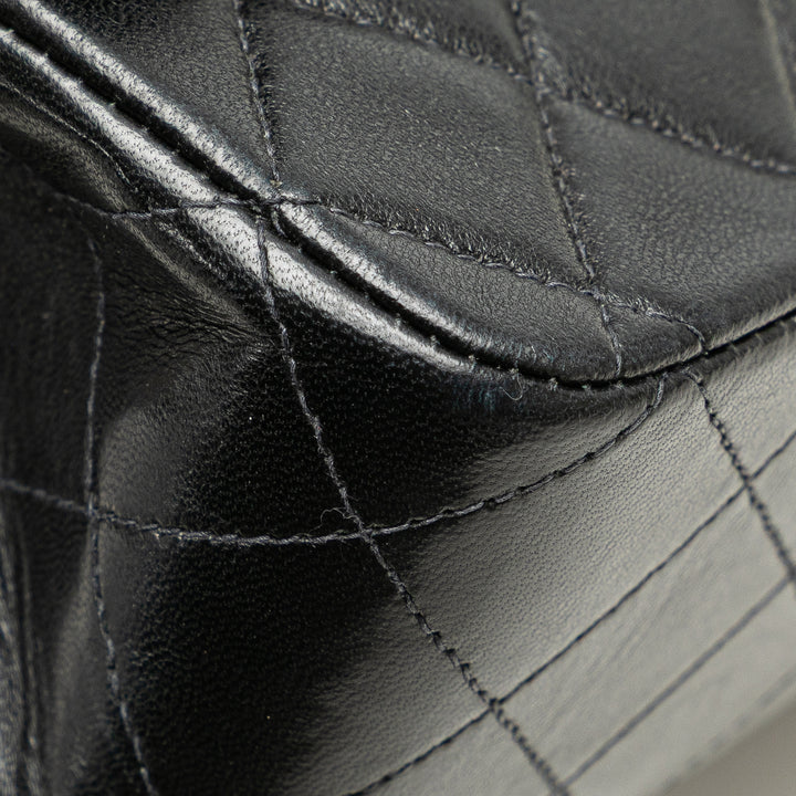 Medium Classic Lambskin Double Flap Black - Gaby Paris