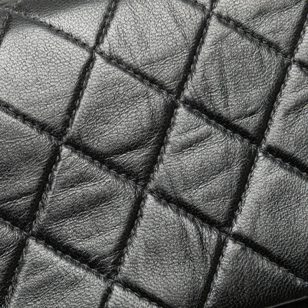 Medium Classic Lambskin Double Flap Black - Gaby Paris