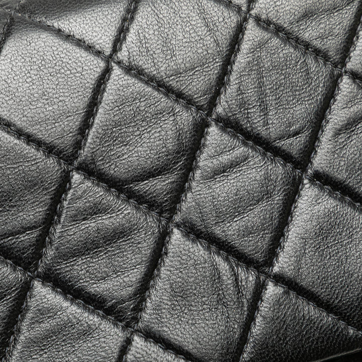 Medium Classic Lambskin Double Flap Black - Gaby Paris
