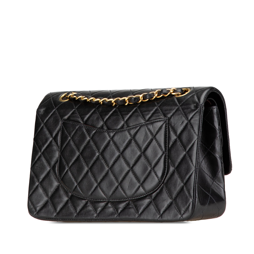 Medium Classic Lambskin Double Flap Black - Gaby Paris