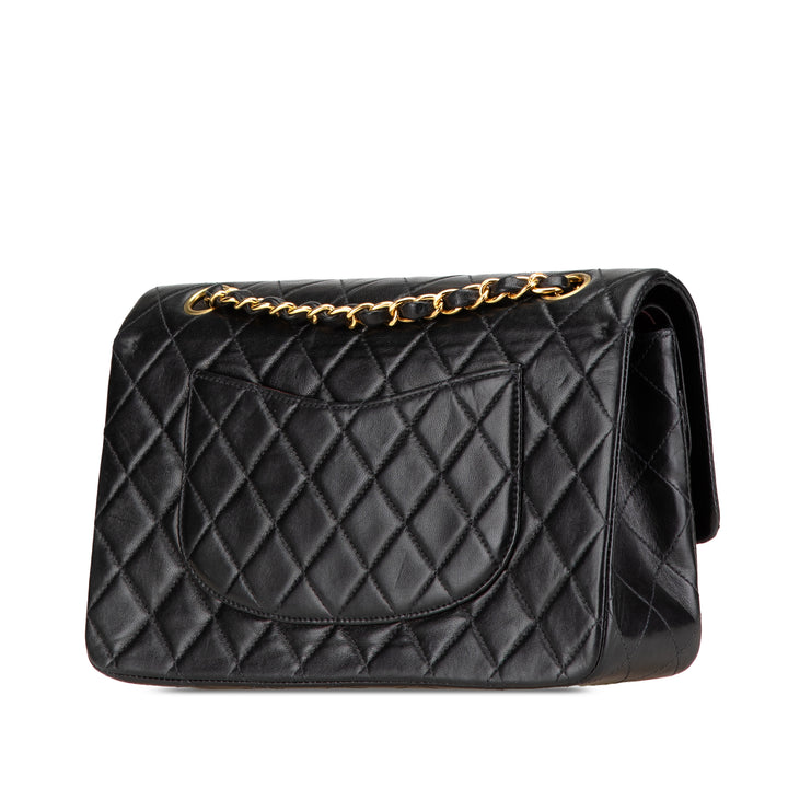 Medium Classic Lambskin Double Flap Black - Gaby Paris